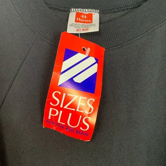 VTG Hanes  Crewneck Sweater Black Mens 4X Big NWT Deadstock USA Cotton Acrylic - Picture 6 of 11